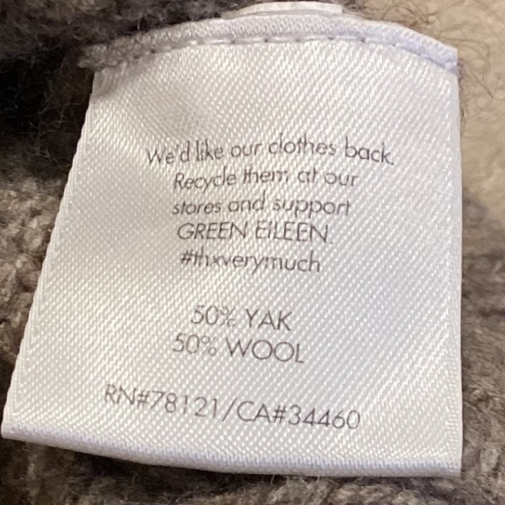 Eileen Fisher Taupe Yak/Wool Blend Boat Neck Textured Sweater, Size XS - Picture 6 of 6